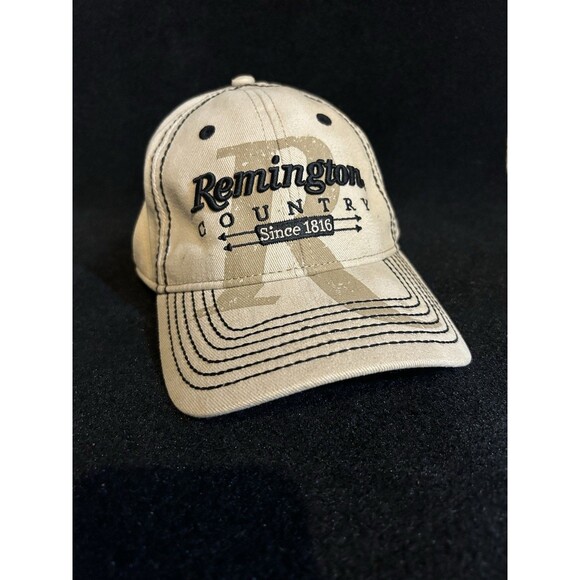 Remington Country Flex Fit Hat Size S/M Beige Black Large R Print Hunting - Picture 2 of 11